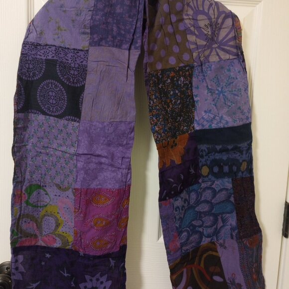 Purple Patchwork Reversible Scarf Stole - Picture 4 of 11